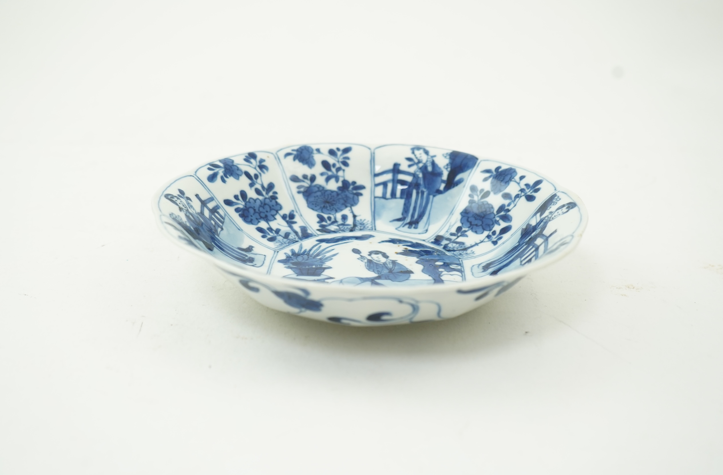 A Chinese blue and white ‘Long Eliza’ lobed dish, Kangxi period
